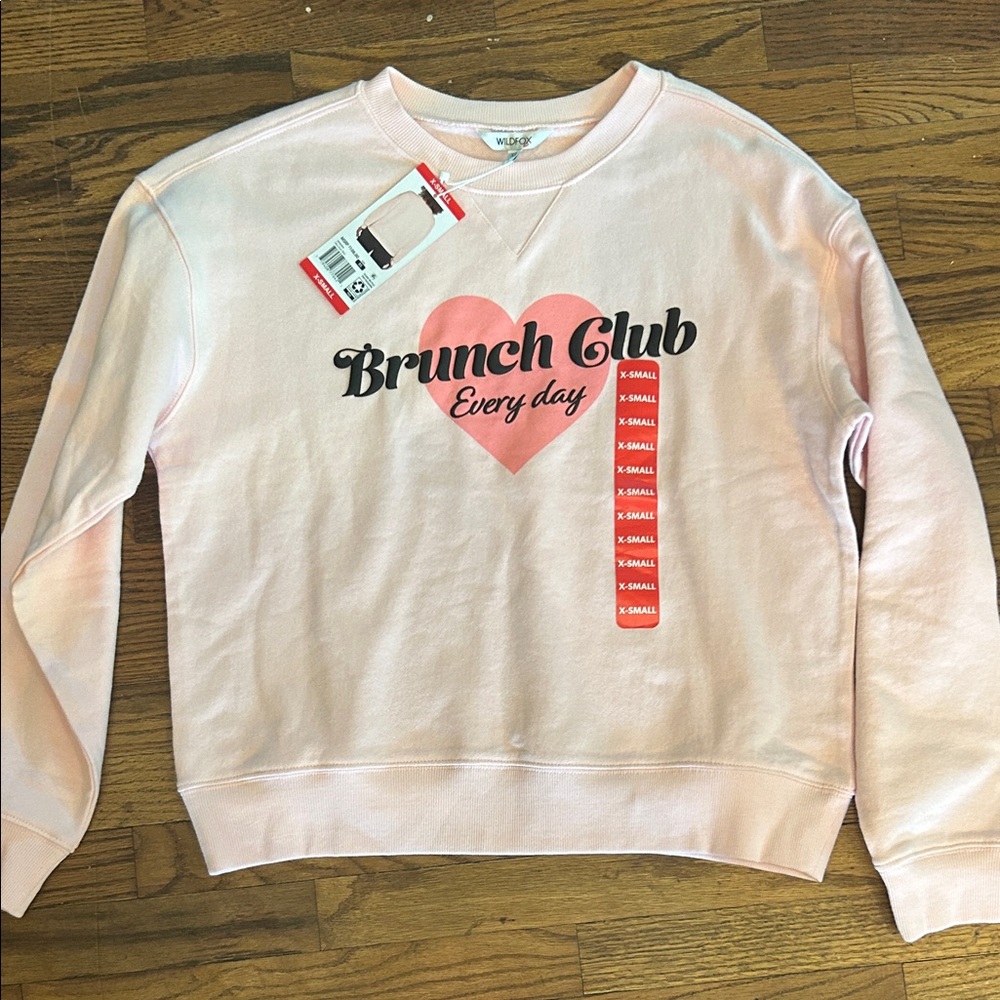Wildfox Pink Heart Brunch Club Sweatshirt